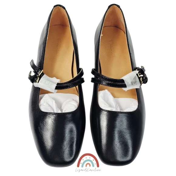 New! Madewell The Greta Double-Strap Ballet Flat in Leather True Black 6.5 - Picture 7 of 13